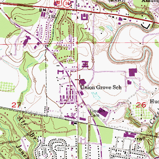 Topographic Map of Union Grove School, AL