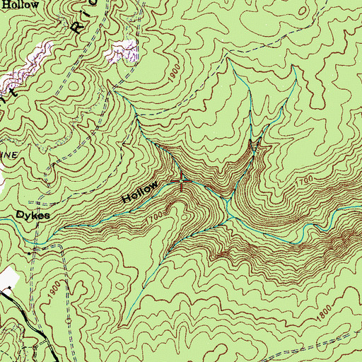 Topographic Map of Dykes Hollow, TN