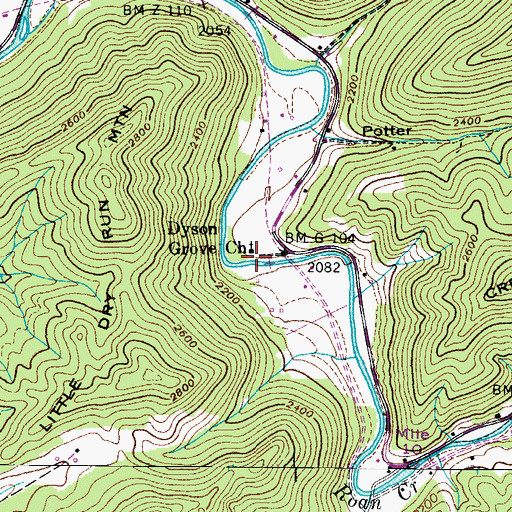 Topographic Map of Dyson Grove Church, TN
