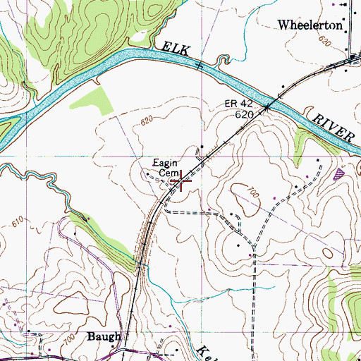 Topographic Map of Eagin Cemetery, TN