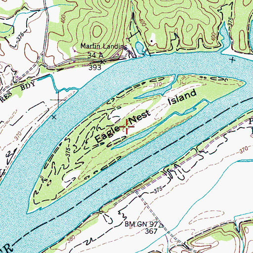 Topographic Map of Eagle Nest Island, TN