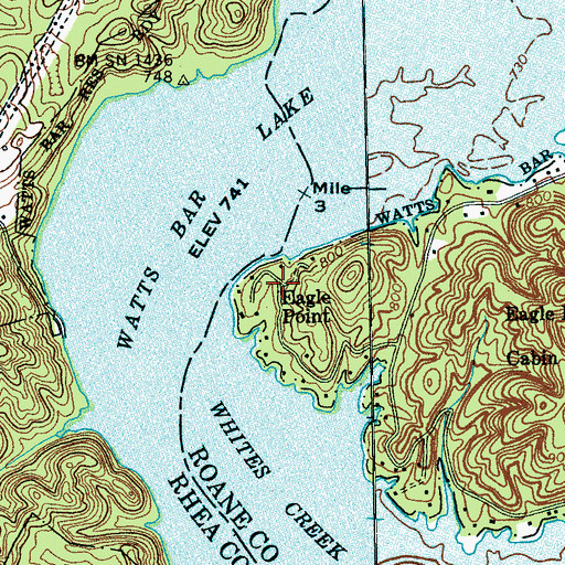 Topographic Map of Eagle Point, TN