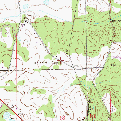 Topographic Map of Union Hill Cemetery, AL