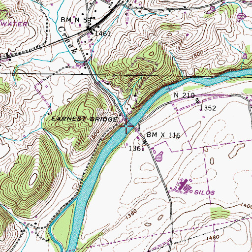 Topographic Map of Earnest Bridge, TN