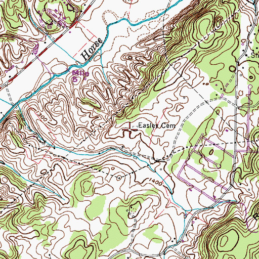 Topographic Map of Easley Cemetery, TN