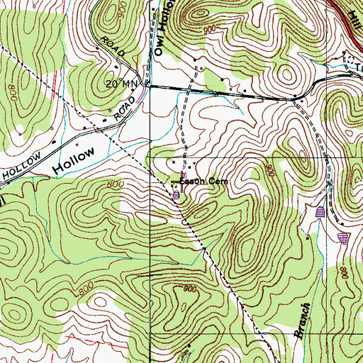 Topographic Map of Eason Cemetery, TN