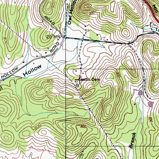 Topographic Map of Eason Cemetery, TN