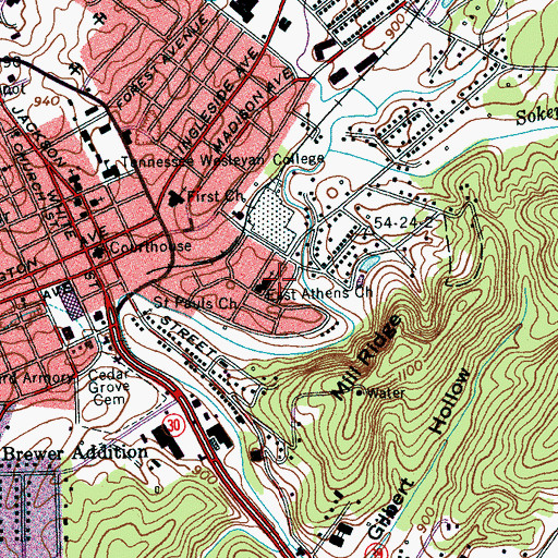 Topographic Map of East Athens Church, TN