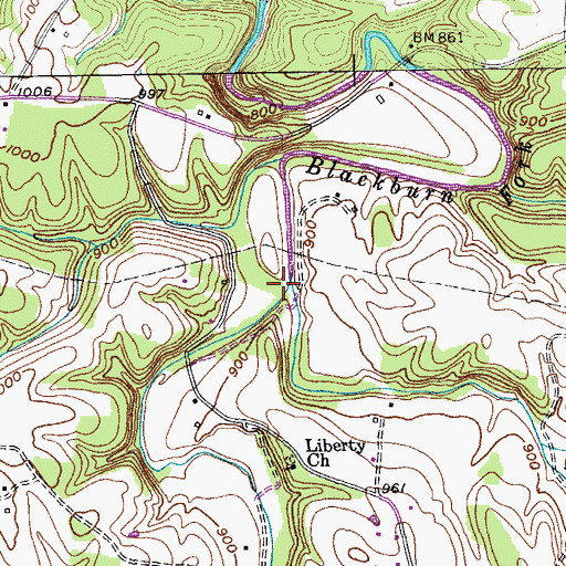 Topographic Map of East Blackburn Fork, TN