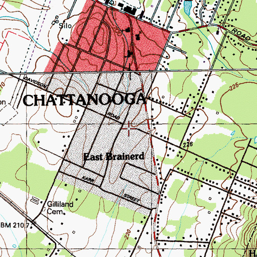 Topographic Map of East Brainerd, TN