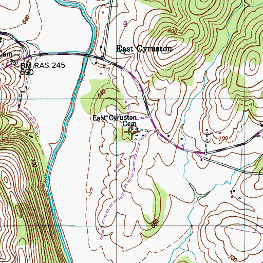 Topographic Map of East Cyruston Cemetery, TN