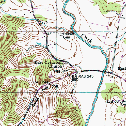 Topographic Map of Cyruston Church of Christ, TN