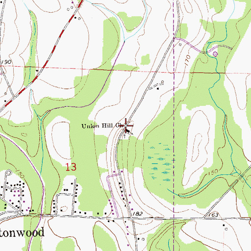 Topographic Map of Union Hill Church, AL