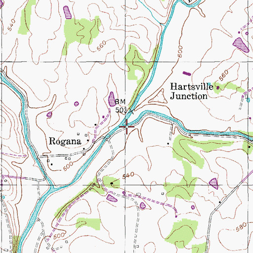 Topographic Map of East Fork Bledsoe Creek, TN