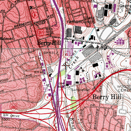 Topographic Map of East Fork Browns Creek, TN