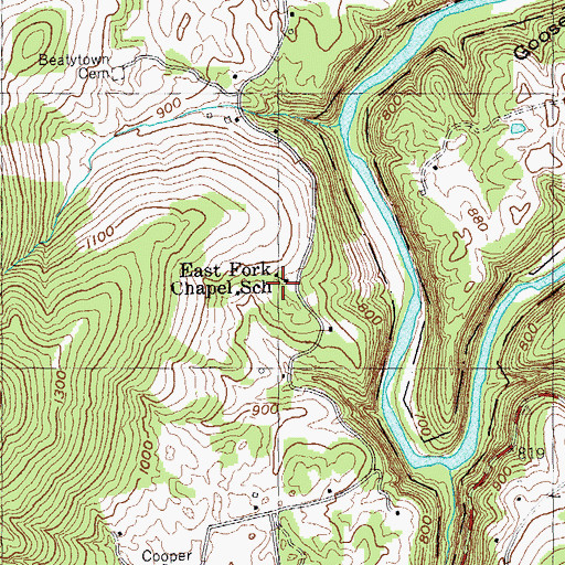 Topographic Map of East Fork Chapel School, TN