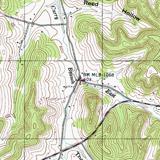 Topographic Map of East Fork Curry Branch, TN