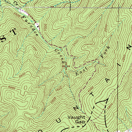 Topographic Map of East Fork Furnace Creek, TN