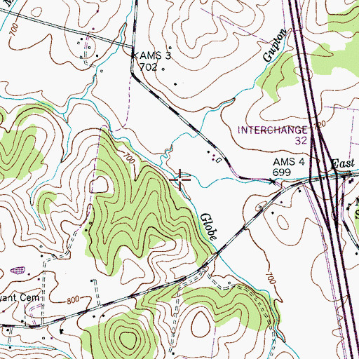 Topographic Map of East Fork Globe Creek, TN