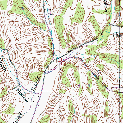 Topographic Map of East Fork Hulsey Branch, TN