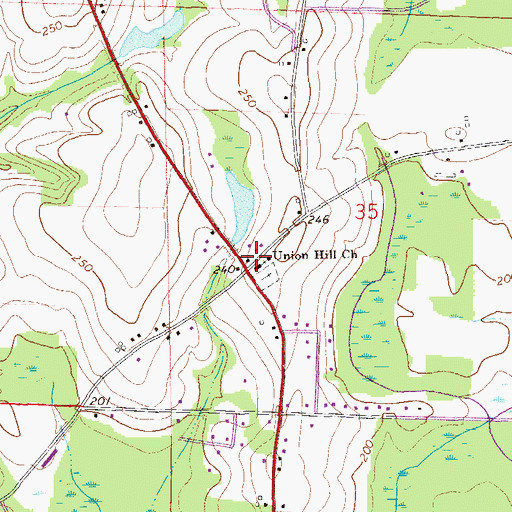 Topographic Map of Union Hill Church, AL