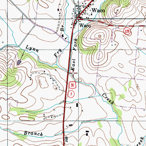 Topographic Map of East Fork Lynn Creek, TN