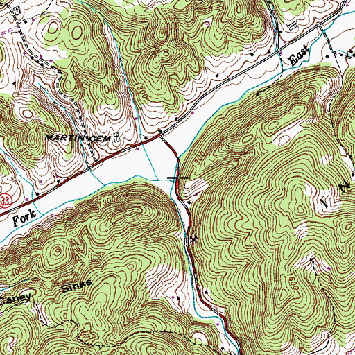 Topographic Map of East Fork Panther Creek, TN