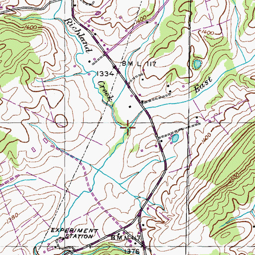 Topographic Map of East Fork Richland Creek, TN