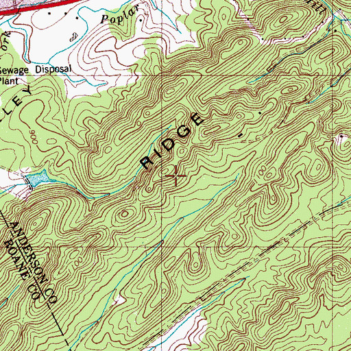 Topographic Map of East Fork Ridge, TN