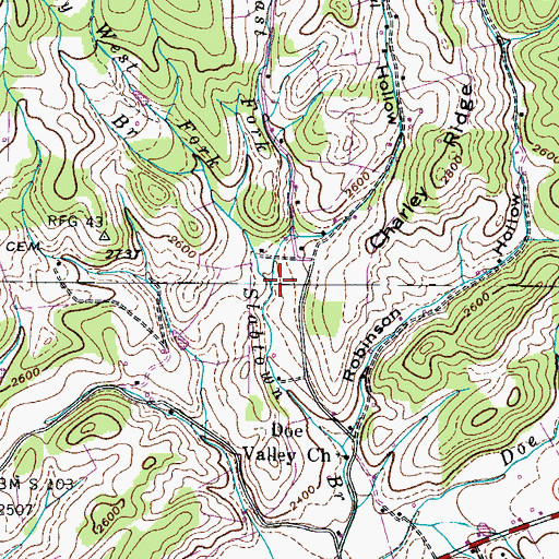 Topographic Map of East Fork Slabtown Branch, TN