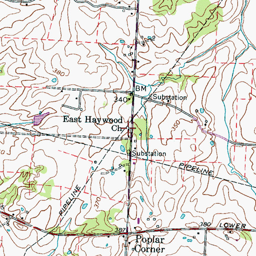 Topographic Map of East Haywood Church, TN