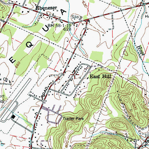 Topographic Map of East Hill, TN