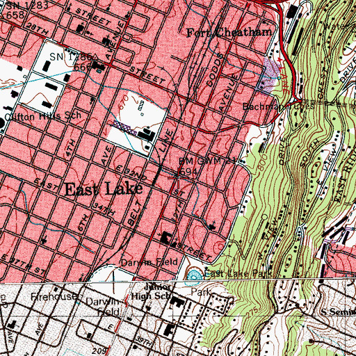 Topographic Map of East Lake, TN