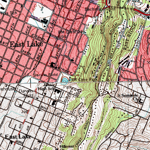 Topographic Map of East Lake Park, TN