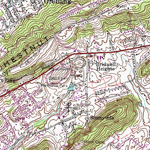 Topographic Map of East Lawn Memorial Park Cemetery, TN