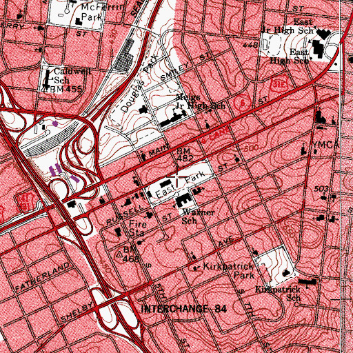 Topographic Map of East Park, TN