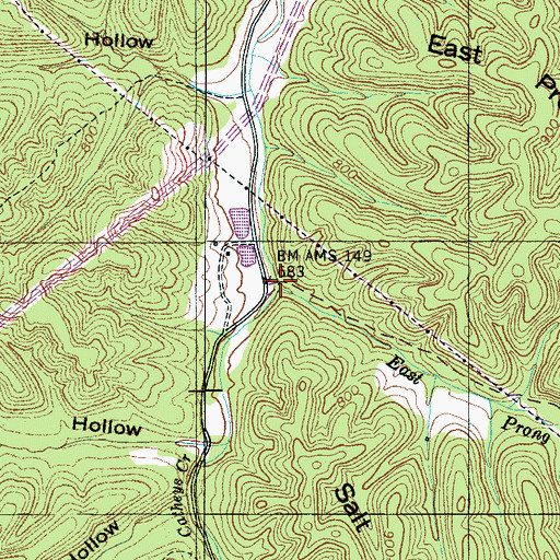 Topographic Map of East Prong Catheys Creek, TN