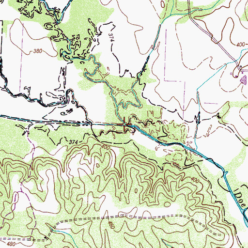 Topographic Map of East Prong Doe Creek, TN