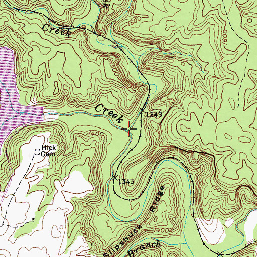 Topographic Map of East Prong Hill Creek, TN