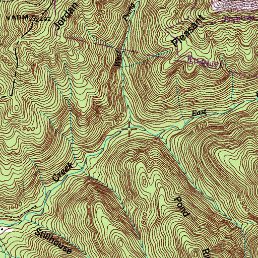 Topographic Map of East Prong Nicks Creek, TN