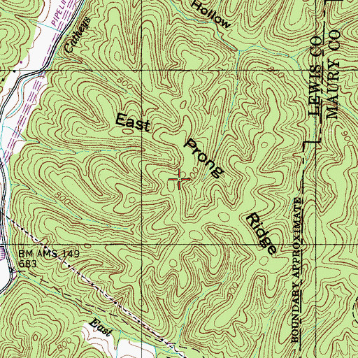 Topographic Map of East Prong Ridge, TN