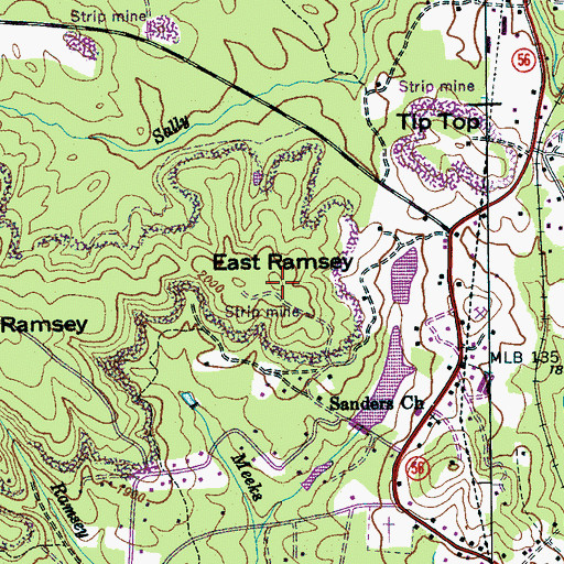 Topographic Map of East Ramsey, TN