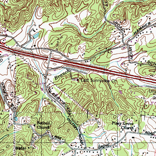 Topographic Map of East Sunnyview Church, TN