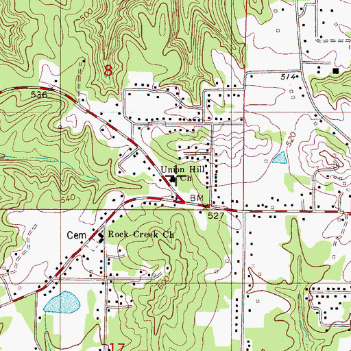Topographic Map of Union Hill Church, AL