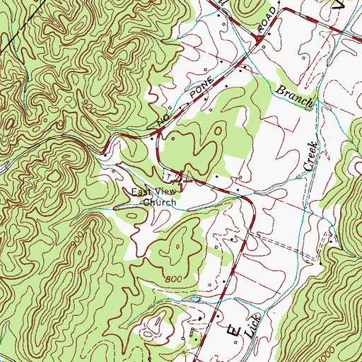Topographic Map of Eastview Baptist Church, TN