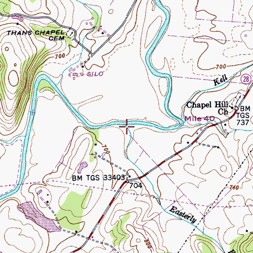 Topographic Map of Easterly Branch, TN