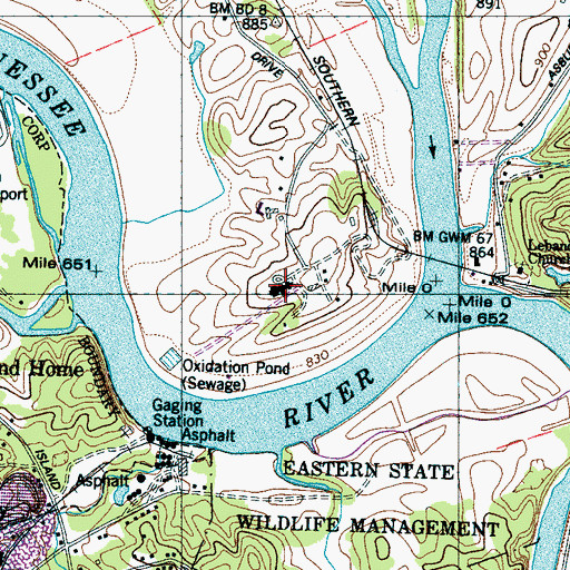 Topographic Map of Eastern State Hospital Farm, TN
