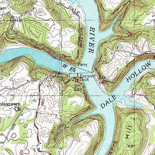 Topographic Map of Eastport Dock, TN