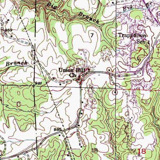 Topographic Map of Union Hill Church, AL