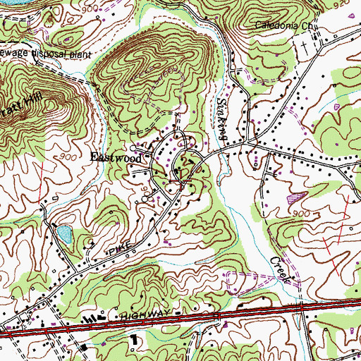 Topographic Map of Eastwood, TN